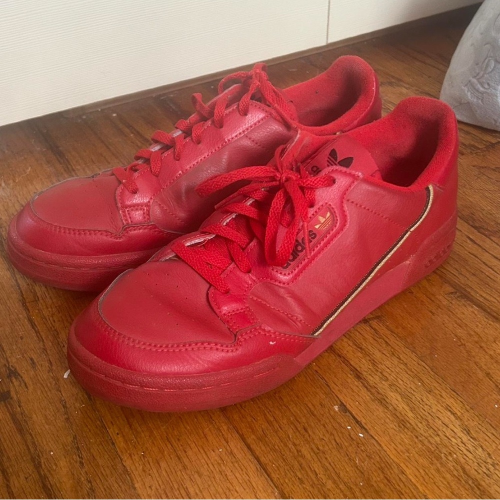 Adidas Bold Red Leather Sneakers